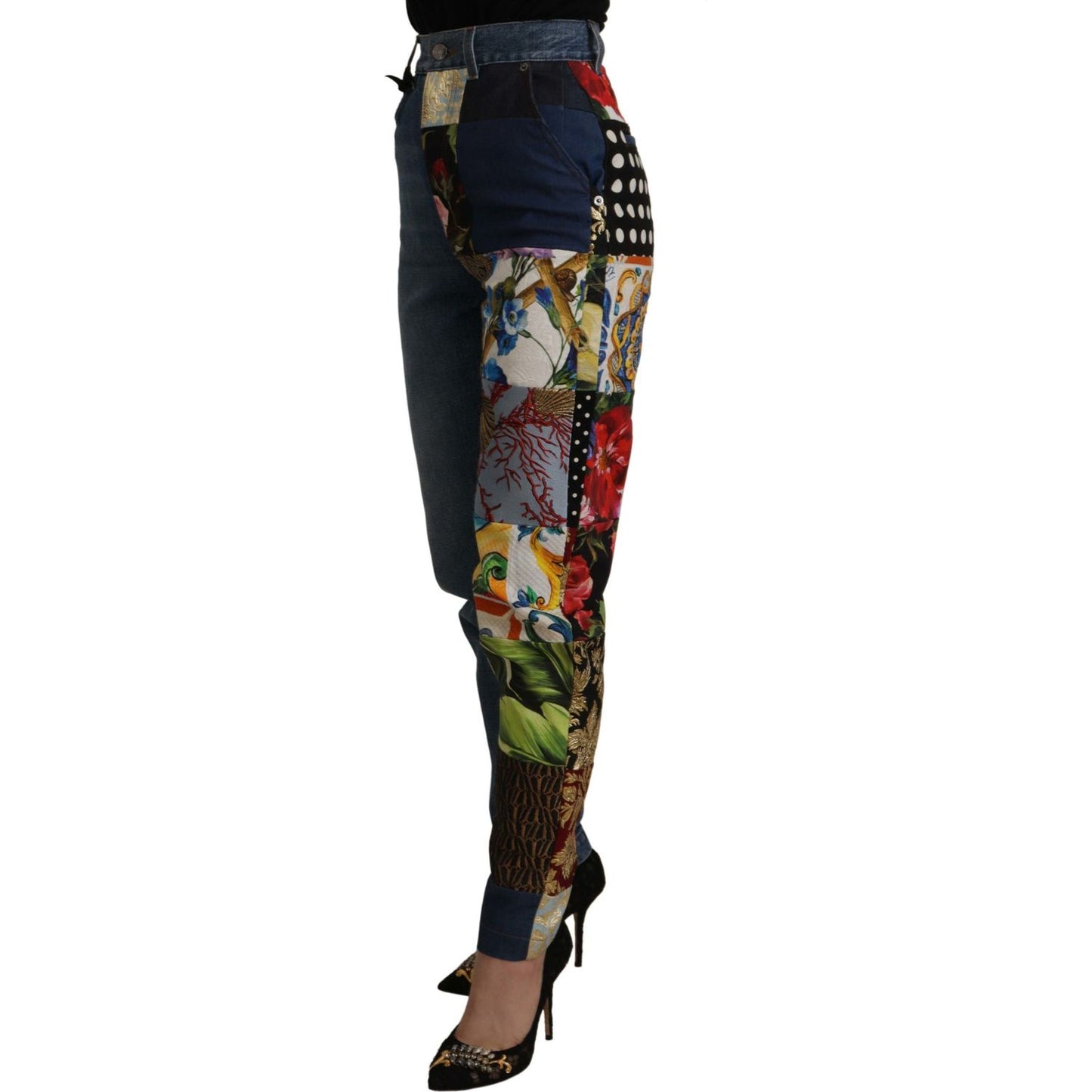 Dolce & Gabbana Patchwork Jacquard Denim Relaxed Jeans Dolce & Gabbana