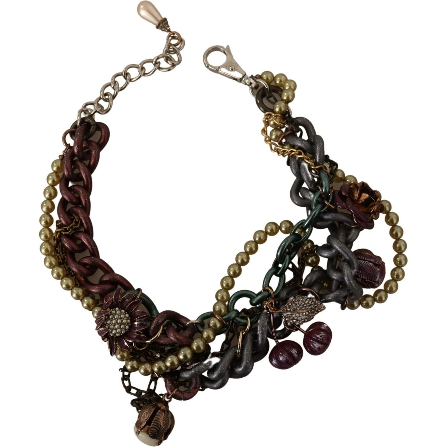 Dolce & Gabbana Gold Brass Sicily Floral Crystal Statement Necklace Dolce & Gabbana