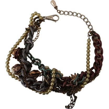 Dolce & Gabbana Gold Brass Sicily Floral Crystal Statement Necklace Dolce & Gabbana