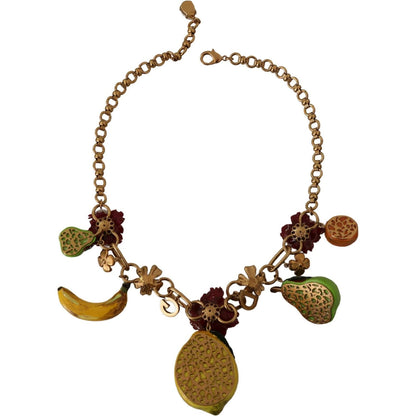 Dolce & Gabbana Gold Brass Sicily Fruits Roses Statement Necklace Dolce & Gabbana