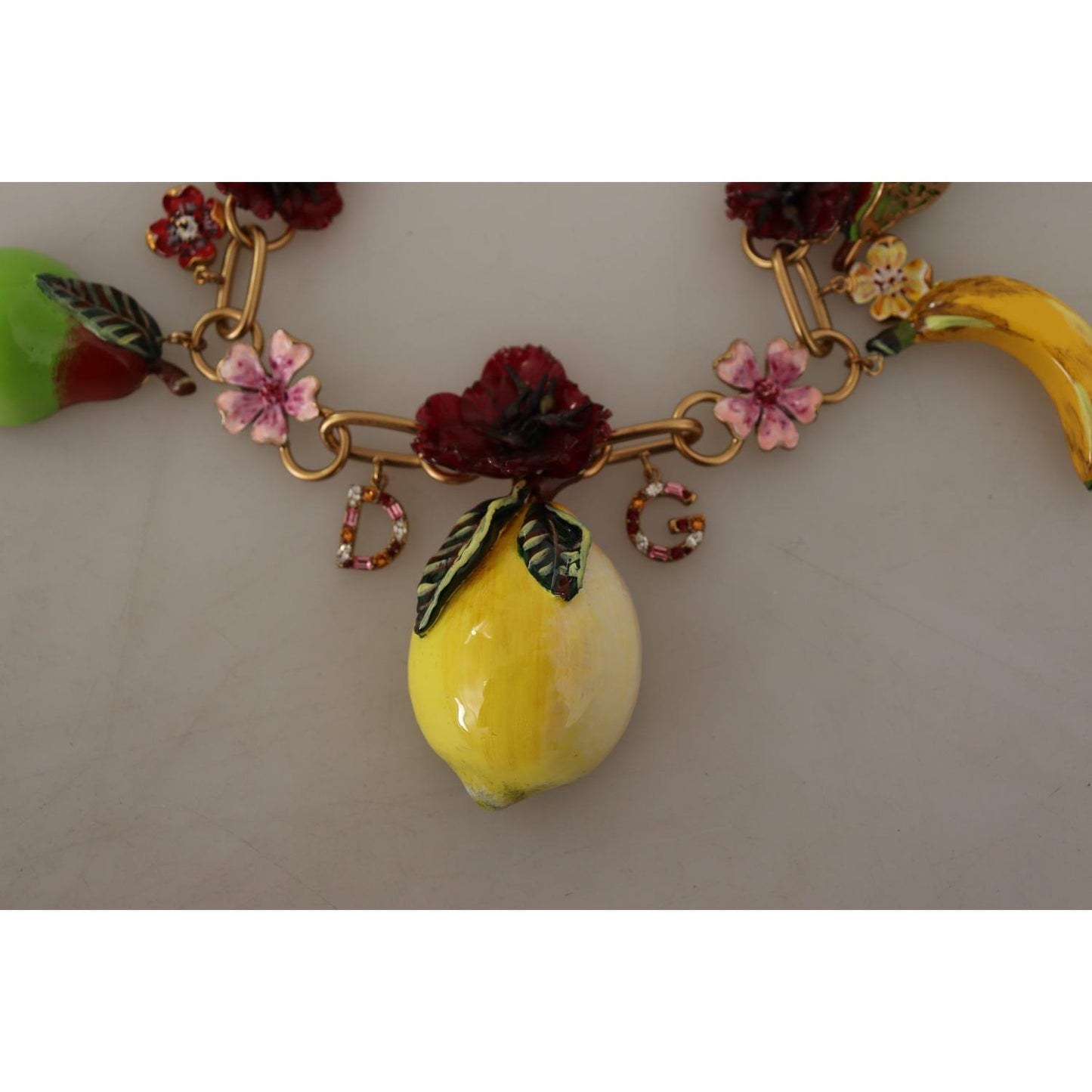 Dolce & Gabbana Gold Brass Sicily Fruits Roses Statement Necklace Dolce & Gabbana
