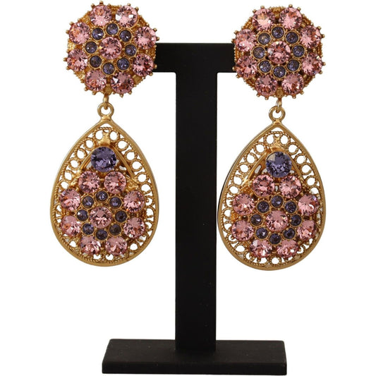 Dolce & Gabbana Baroque Multicolor Crystal Dangle Earrings Earrings Dolce & Gabbana