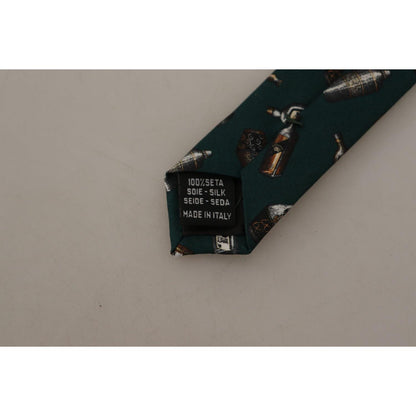 Dolce & Gabbana Black Bottle Fantasy Print Silk Adjustable Accessory Tie Dolce & Gabbana