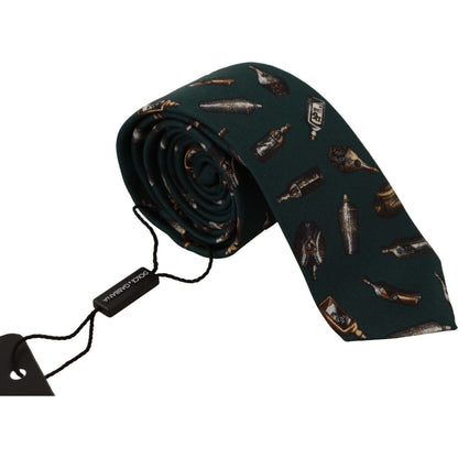 Dolce & Gabbana Black Bottle Fantasy Print Silk Adjustable Accessory Tie Dolce & Gabbana