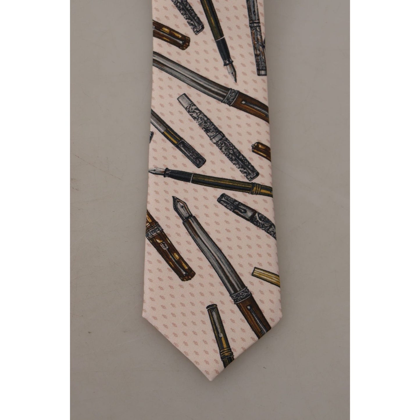 Dolce & Gabbana Pink Pen Dots Print 100% Silk Adjustable Neck Accessory Tie Dolce & Gabbana