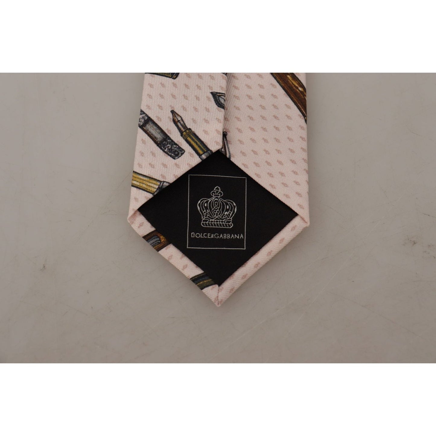 Dolce & Gabbana Pink Pen Dots Print 100% Silk Adjustable Neck Accessory Tie Dolce & Gabbana