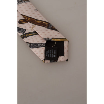 Dolce & Gabbana Pink Pen Dots Print 100% Silk Adjustable Neck Accessory Tie Dolce & Gabbana