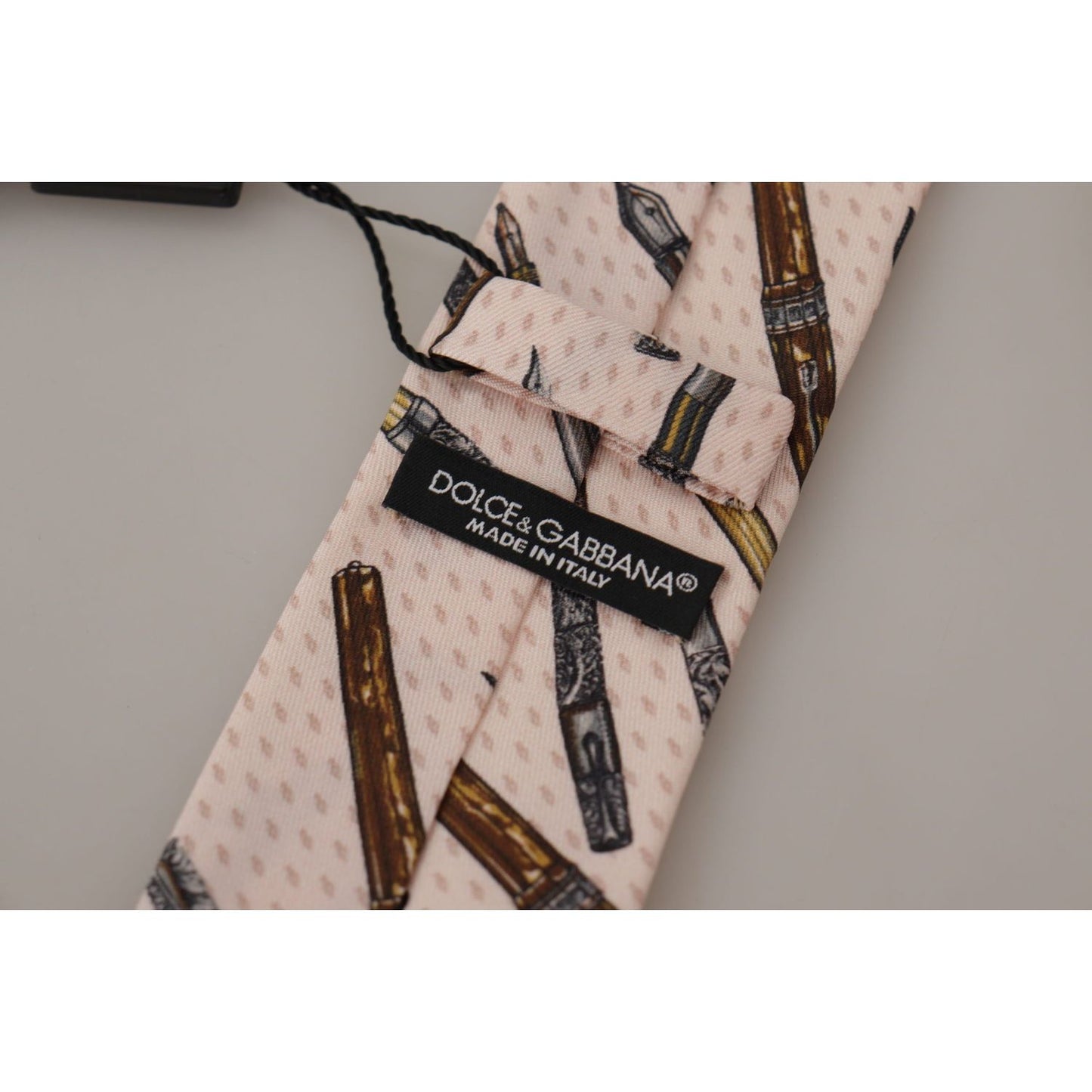 Dolce & Gabbana Pink Pen Dots Print 100% Silk Adjustable Neck Accessory Tie Dolce & Gabbana