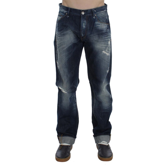 Acht Blue Wash Cotton Denim Regular Fit Jeans Acht