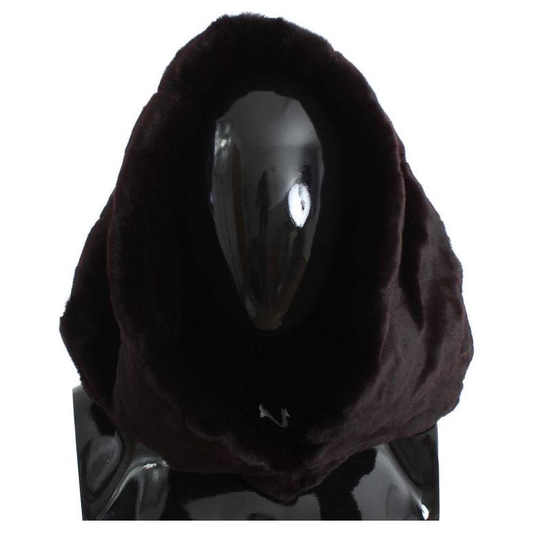 独家紫色黄鼠狼毛皮连帽围巾