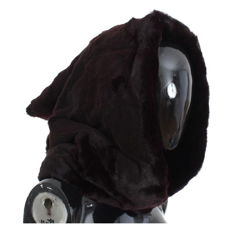 独家紫色黄鼠狼毛皮连帽围巾