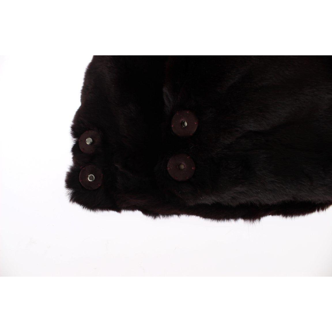 Dolce & Gabbana Purple Weasel Fur Crochet Hood Scarf Hat Dolce & Gabbana