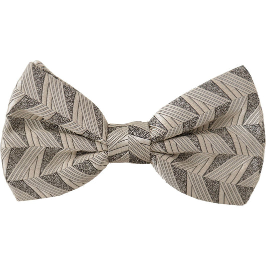 Dolce & Gabbana Gray 100% Silk Adjustable Neck Papillon Bow Tie Dolce & Gabbana