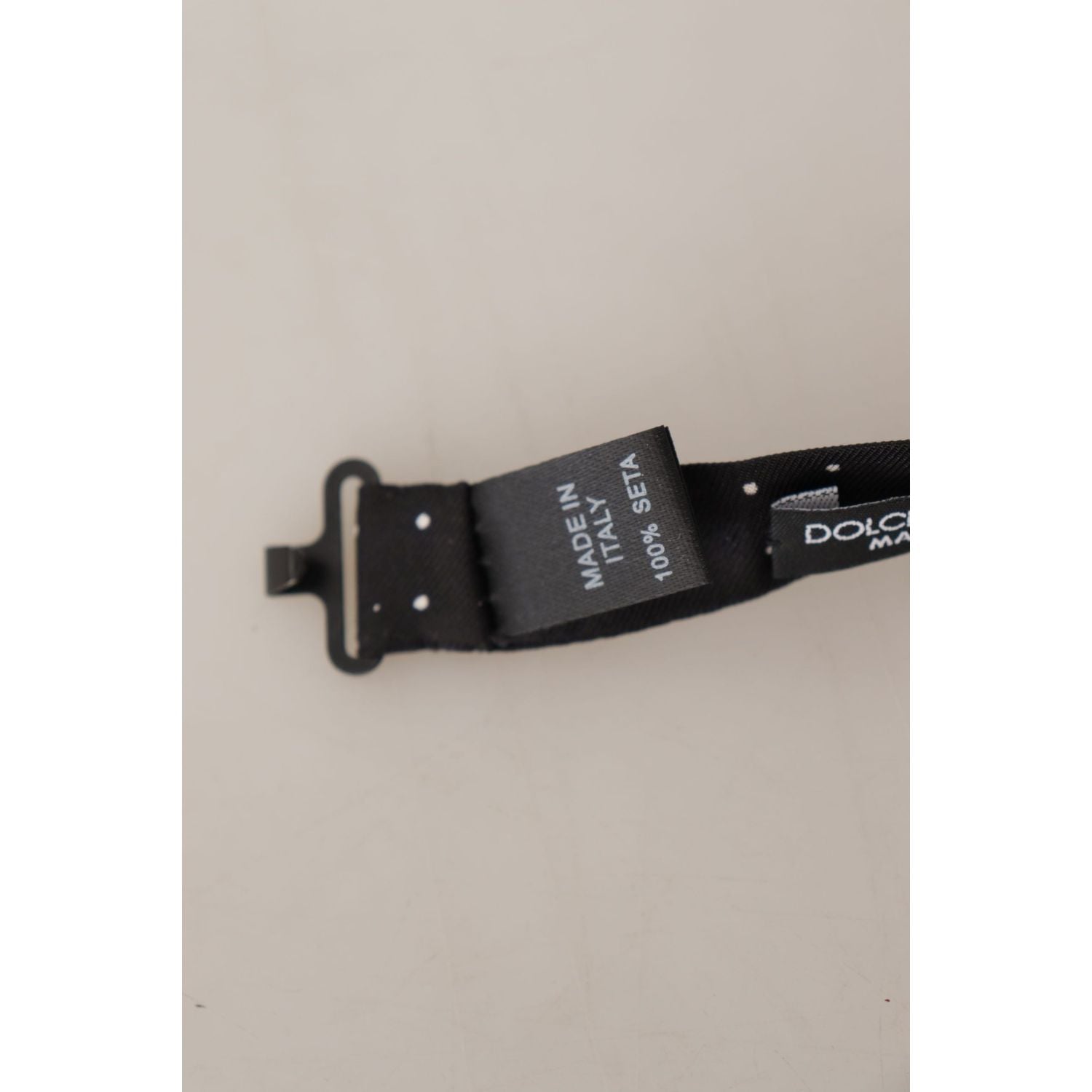 Dolce & Gabbana Black White Polka Dot 100% Silk Neck Papillon Tie