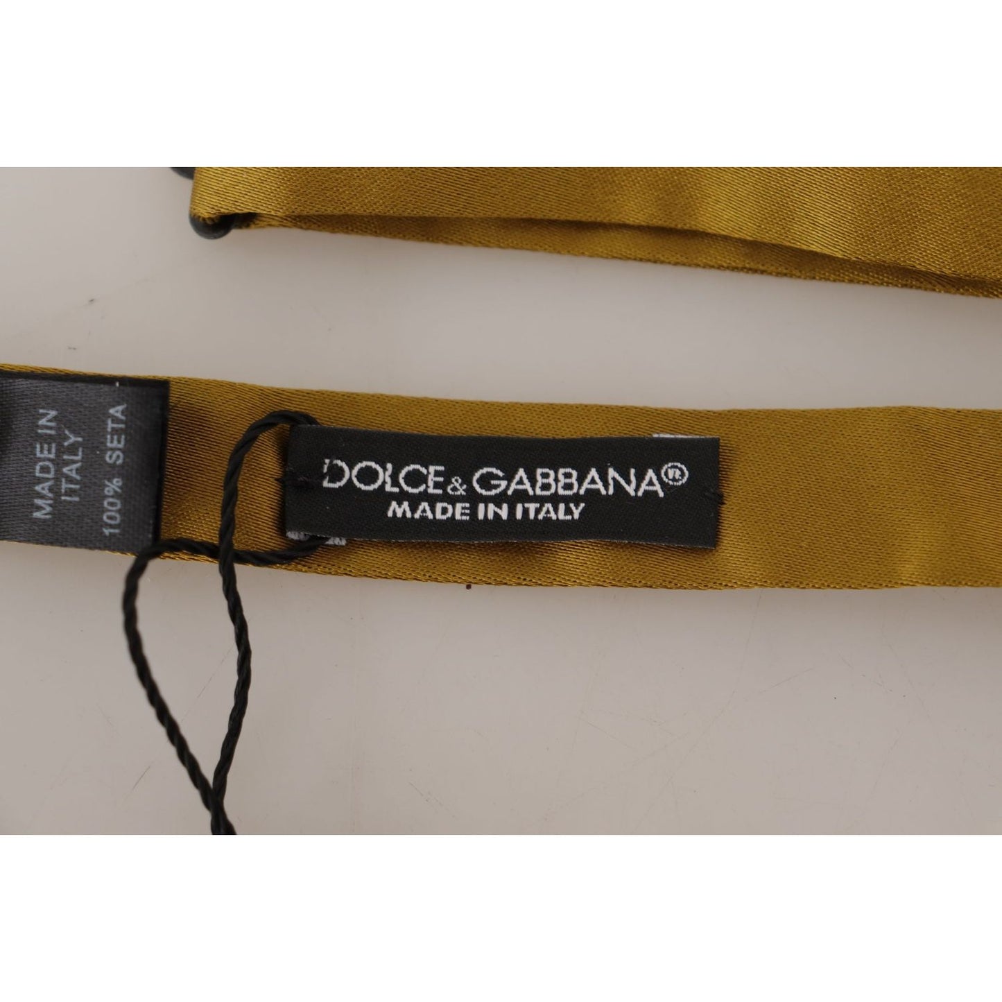 Dolce & Gabbana Elegant Mustard Yellow Silk Bow Tie Dolce & Gabbana