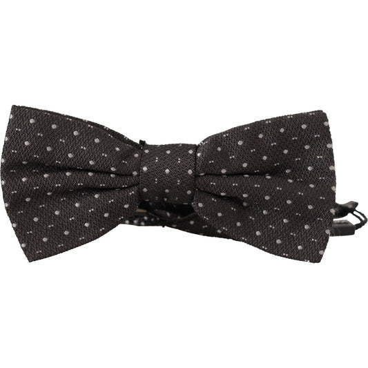 Dolce & Gabbana Gray Polka Dot 100% Silk Neck Papillon Tie Dolce & Gabbana