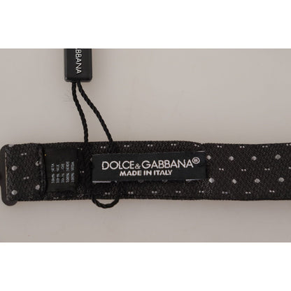 Dolce & Gabbana Gray Polka Dot 100% Silk Neck Papillon Tie Dolce & Gabbana
