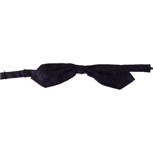 Dolce & Gabbana Blue Geometric Silk Adjustable Neck Papillon Tie Dolce & Gabbana