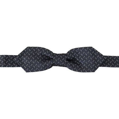 Dolce & Gabbana Blue Gray Polka Dot 100% Silk Neck Papillon Tie Dolce & Gabbana