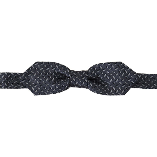 Dolce & Gabbana Blue Gray Polka Dot 100% Silk Neck Papillon Tie Dolce & Gabbana