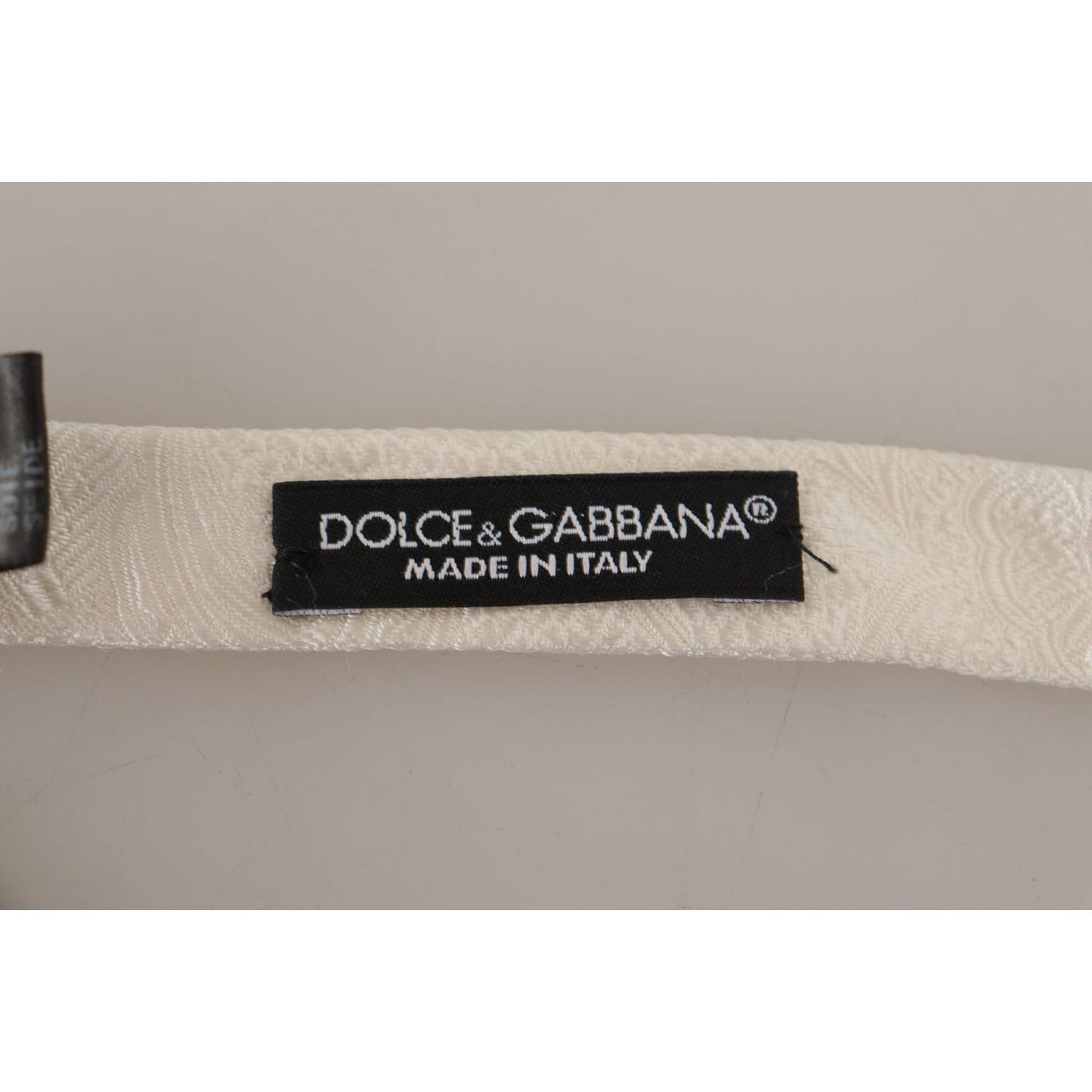 Dolce & Gabbana White 100% Silk Slim Adjustable Neck Papillon Tie Dolce & Gabbana