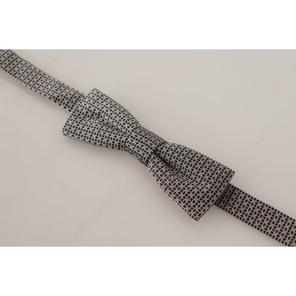 Dolce & Gabbana Black White Flower Pattern Silk Neck Papillon Tie Dolce & Gabbana