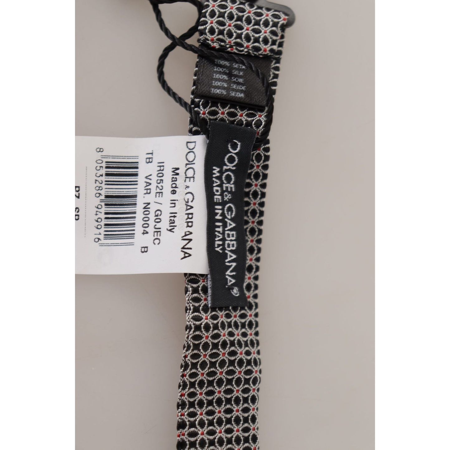 Dolce & Gabbana Black White Flower Pattern Silk Neck Papillon Tie Dolce & Gabbana