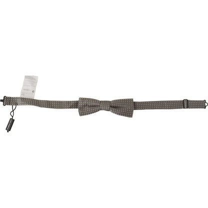 Dolce & Gabbana Black White Flower Pattern Silk Neck Papillon Tie Dolce & Gabbana