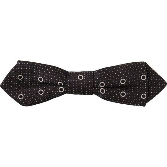 Dolce & Gabbana Black White Polka Dot 100% Silk Neck Papillon Tie Dolce & Gabbana