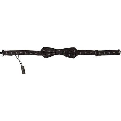 Dolce & Gabbana Black White Polka Dot 100% Silk Neck Papillon Tie Dolce & Gabbana