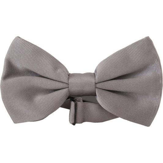 Dolce & Gabbana Gray 100% Silk Adjustable Neck Papillon Tie Dolce & Gabbana