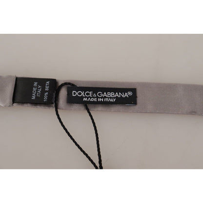 Dolce & Gabbana Silver 100% Silk Slim Adjustable Neck Papillon Tie Dolce & Gabbana