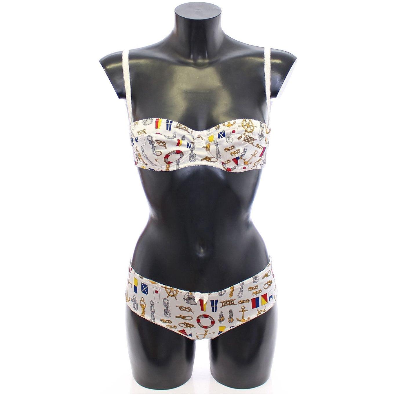 Dolce & Gabbana White Sailor Bra Panty Stretch Underwear Dolce & Gabbana