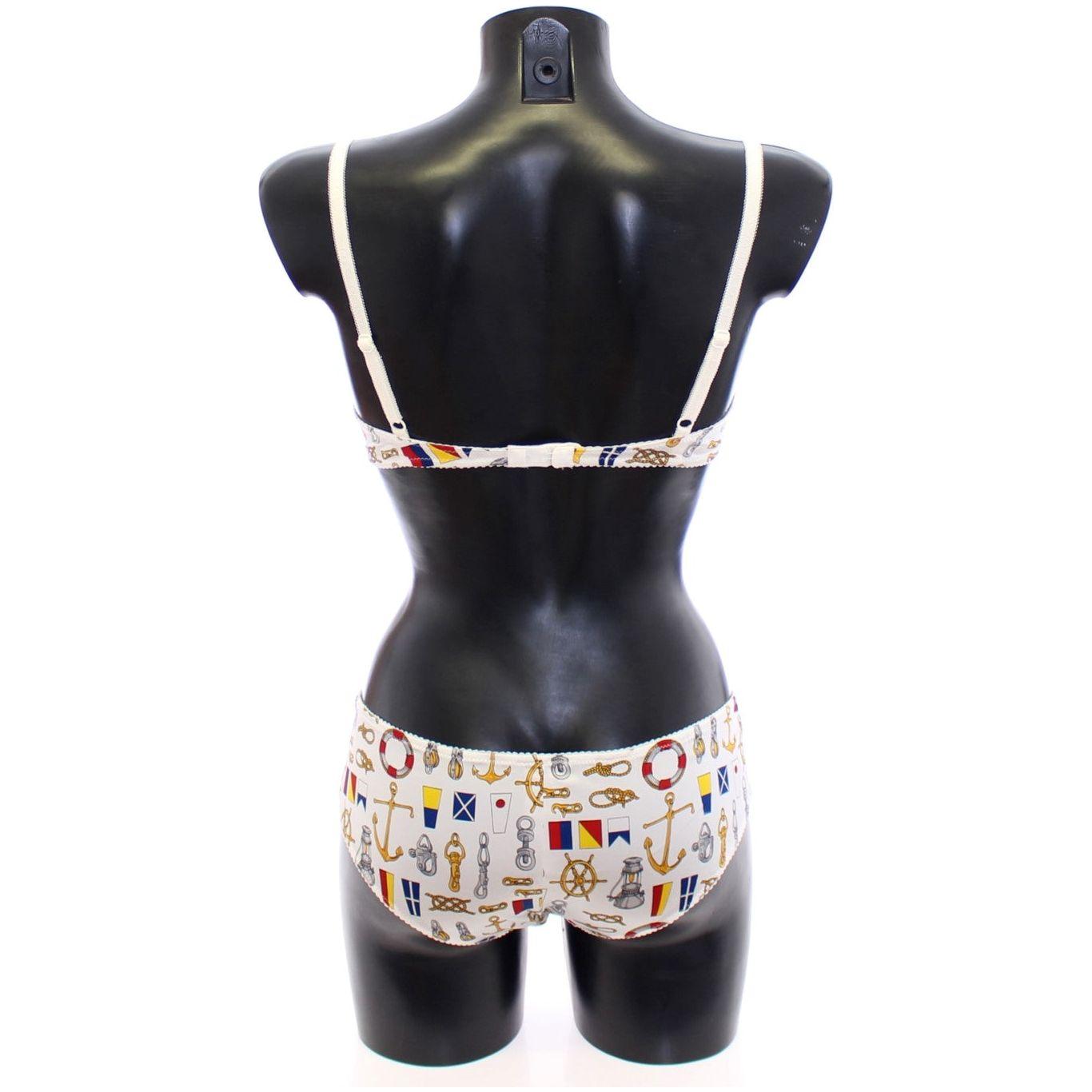 Dolce & Gabbana White Sailor Bra Panty Stretch Underwear Dolce & Gabbana