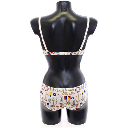 Dolce & Gabbana White Sailor Bra Panty Stretch Underwear Dolce & Gabbana