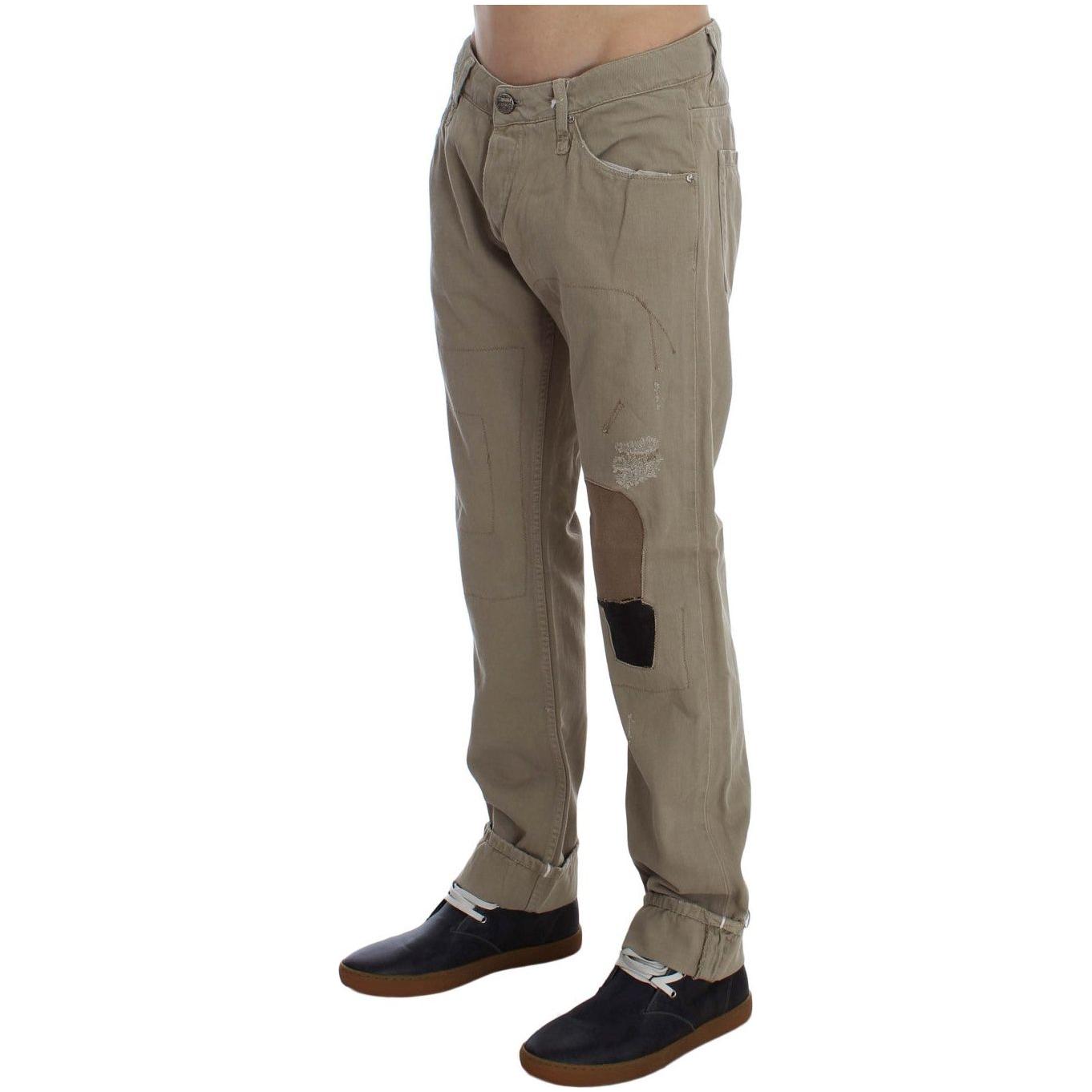 Acht Beige Straight Fit Cotton Jeans for Men Jeans & Pants Acht