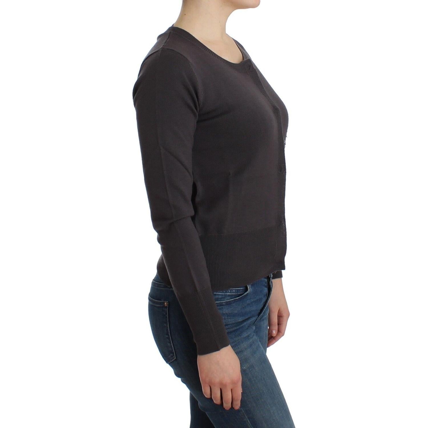 优雅紫色亮片羊毛开衫