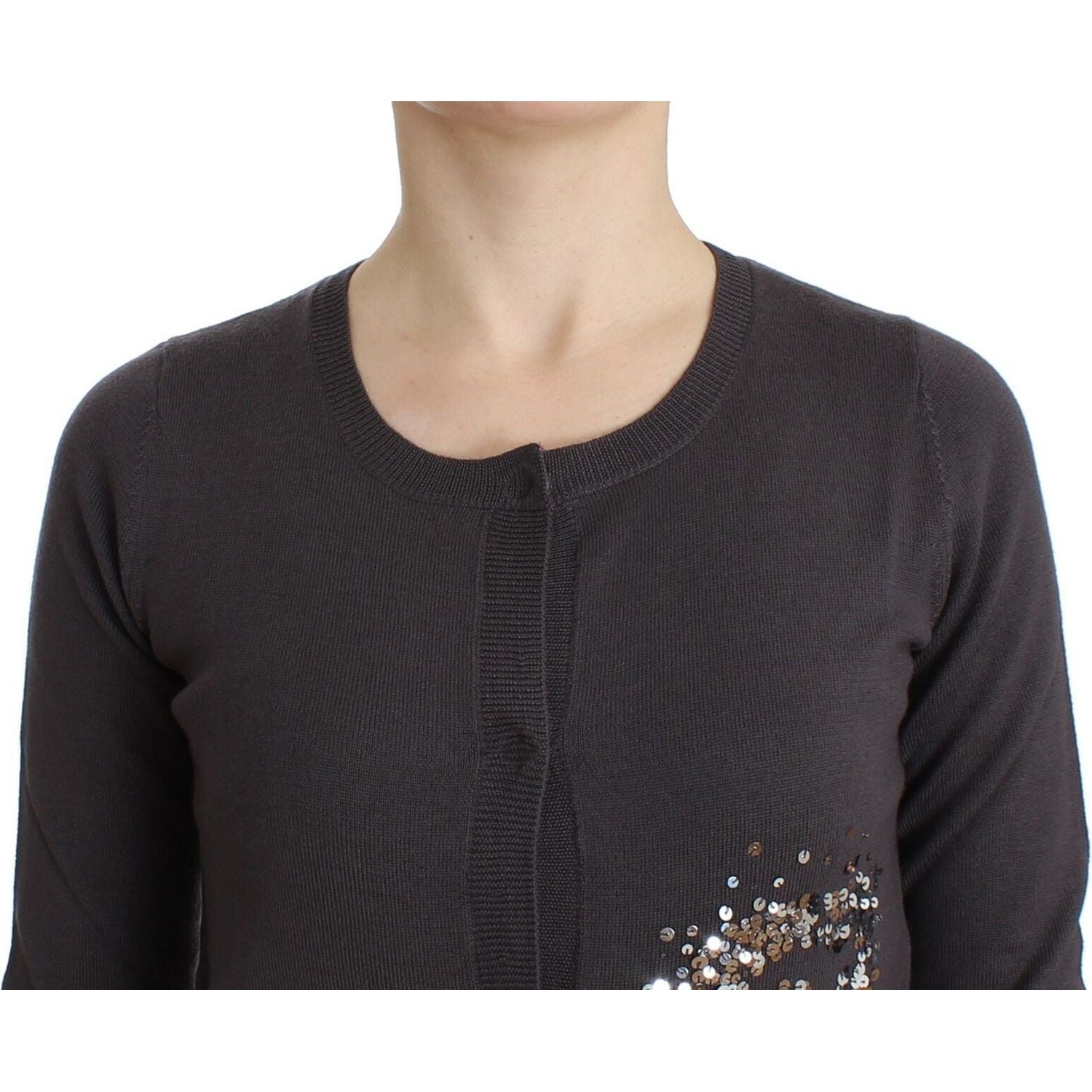 优雅紫色亮片羊毛开衫