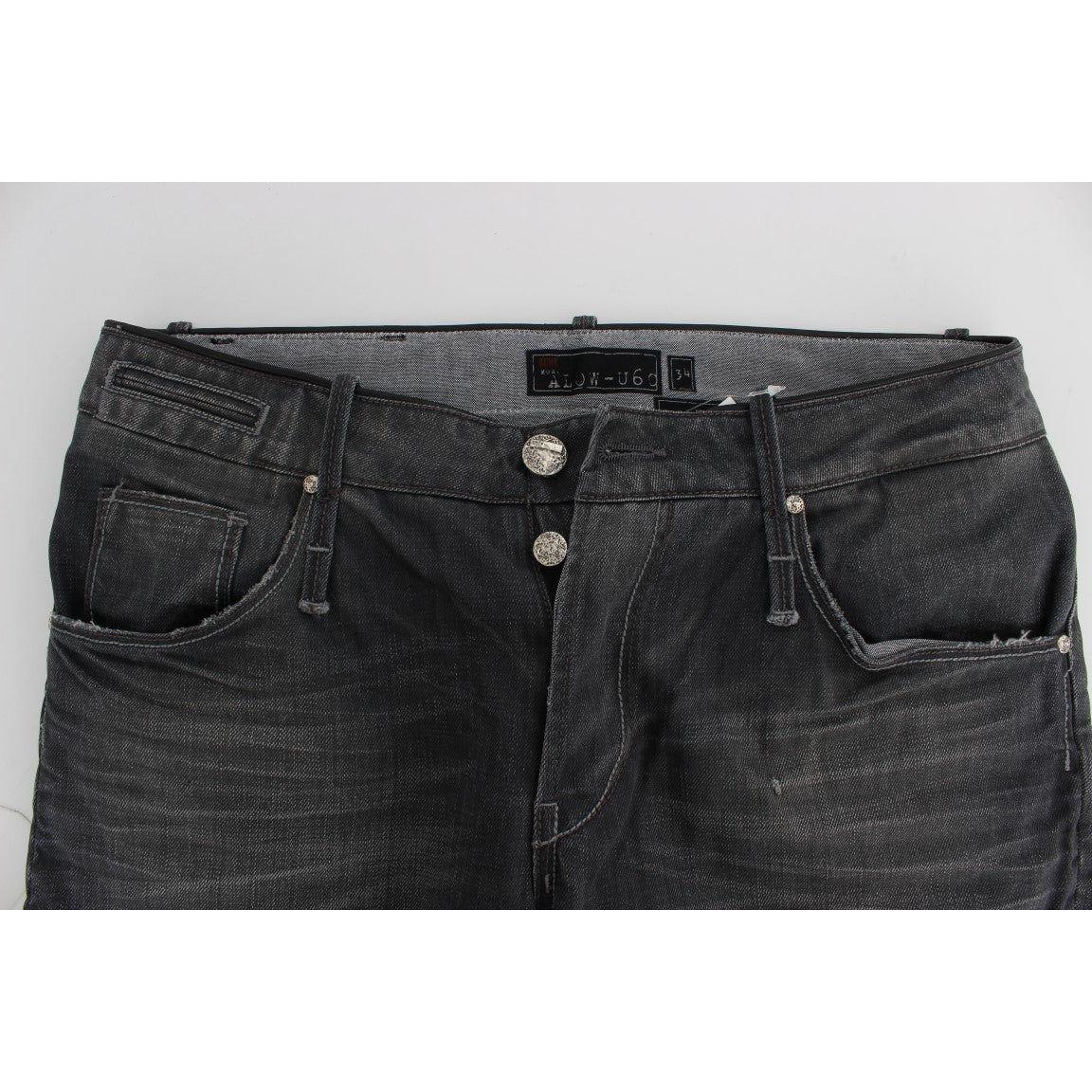 Acht Gray Cotton Regular Low Fit Jeans Acht