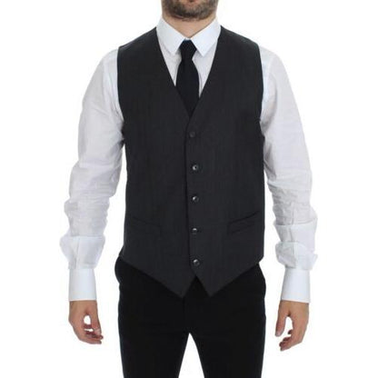 Dolce & Gabbana Gray Wool Formal Dress Vest Gilet Weste
