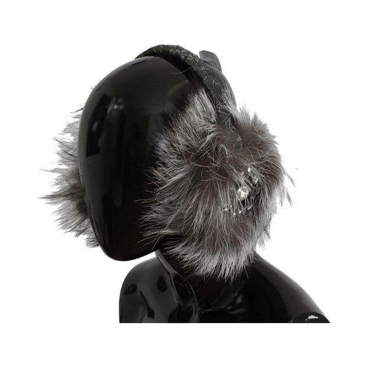 Dolce & Gabbana Elegant Fur and Crystal Ear Muffs Ear Muffs Dolce & Gabbana