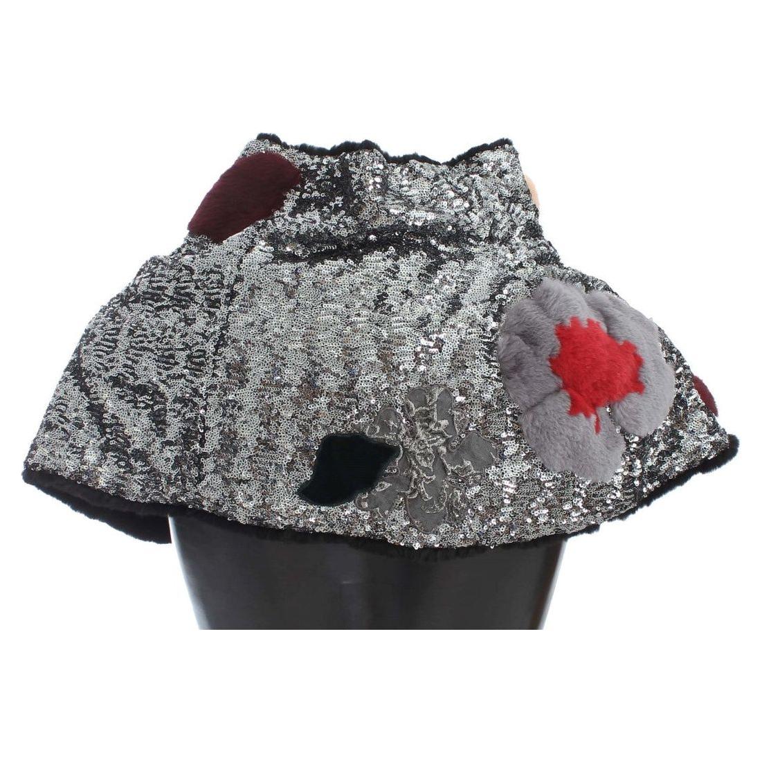 优雅花卉亮片皮草围巾