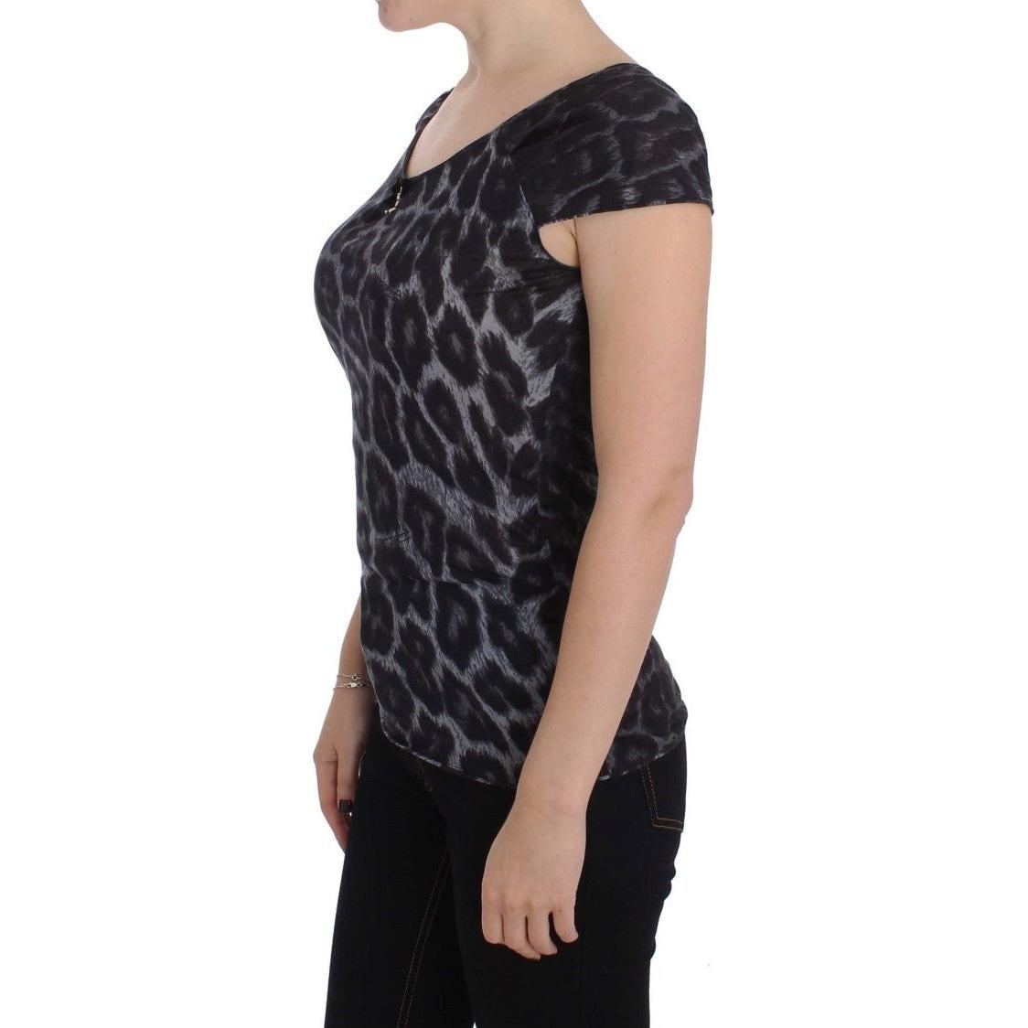 Cavalli Gray Leopard Modal T-Shirt Blouse Top 1728,67345645728,Cavalli,Clothing,Gray,IT46 | L,Material: 100% Modal,New with tags,T-Shirts - Clothing,T-Shirts - T-Shirts - Clothing,Tops & T-Shirts - Women - Clothing,Women,Women - Clothing