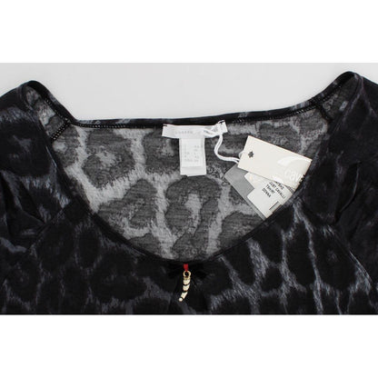 Cavalli Gray Leopard Modal T-Shirt Blouse Top 1728,67345645728,Cavalli,Clothing,Gray,IT46 | L,Material: 100% Modal,New with tags,T-Shirts - Clothing,T-Shirts - T-Shirts - Clothing,Tops & T-Shirts - Women - Clothing,Women,Women - Clothing