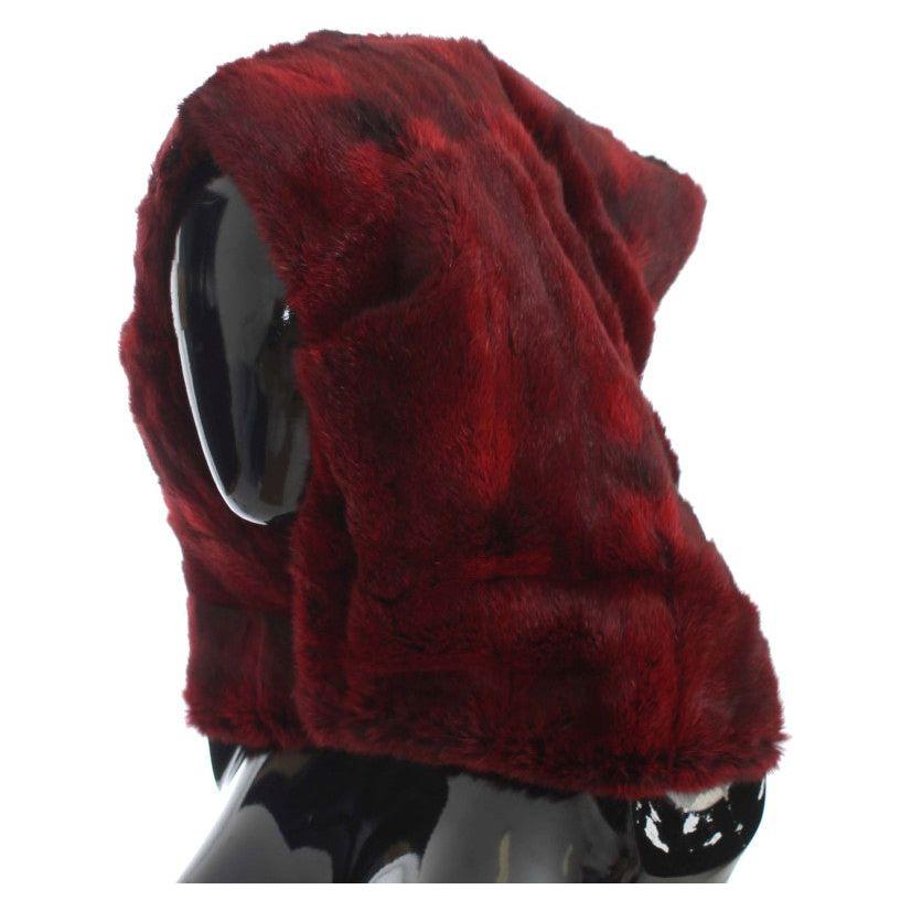 Dolce & Gabbana Bordeaux Hamster Fur Crochet Hood Scarf Hat Dolce & Gabbana