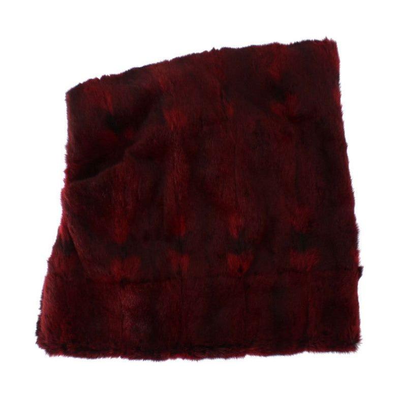 Dolce & Gabbana Luxurious Bordeaux Fur Hooded Scarf Wrap Hood Scarf Dolce & Gabbana