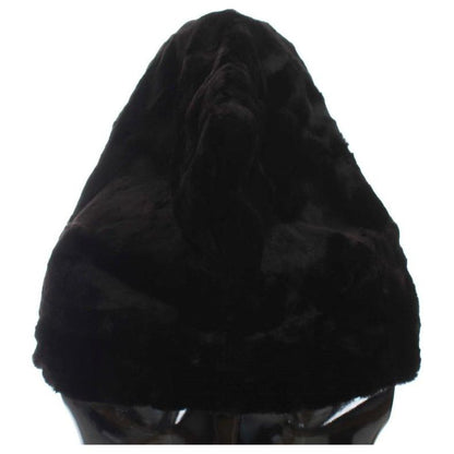 Dolce & Gabbana Black Weasel Fur Crochet Hood Scarf Hat Dolce & Gabbana