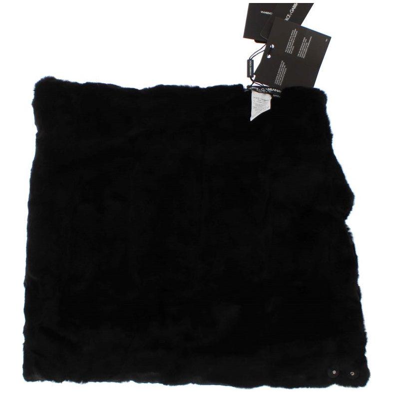 Dolce & Gabbana Black Weasel Fur Crochet Hood Scarf Hat Dolce & Gabbana
