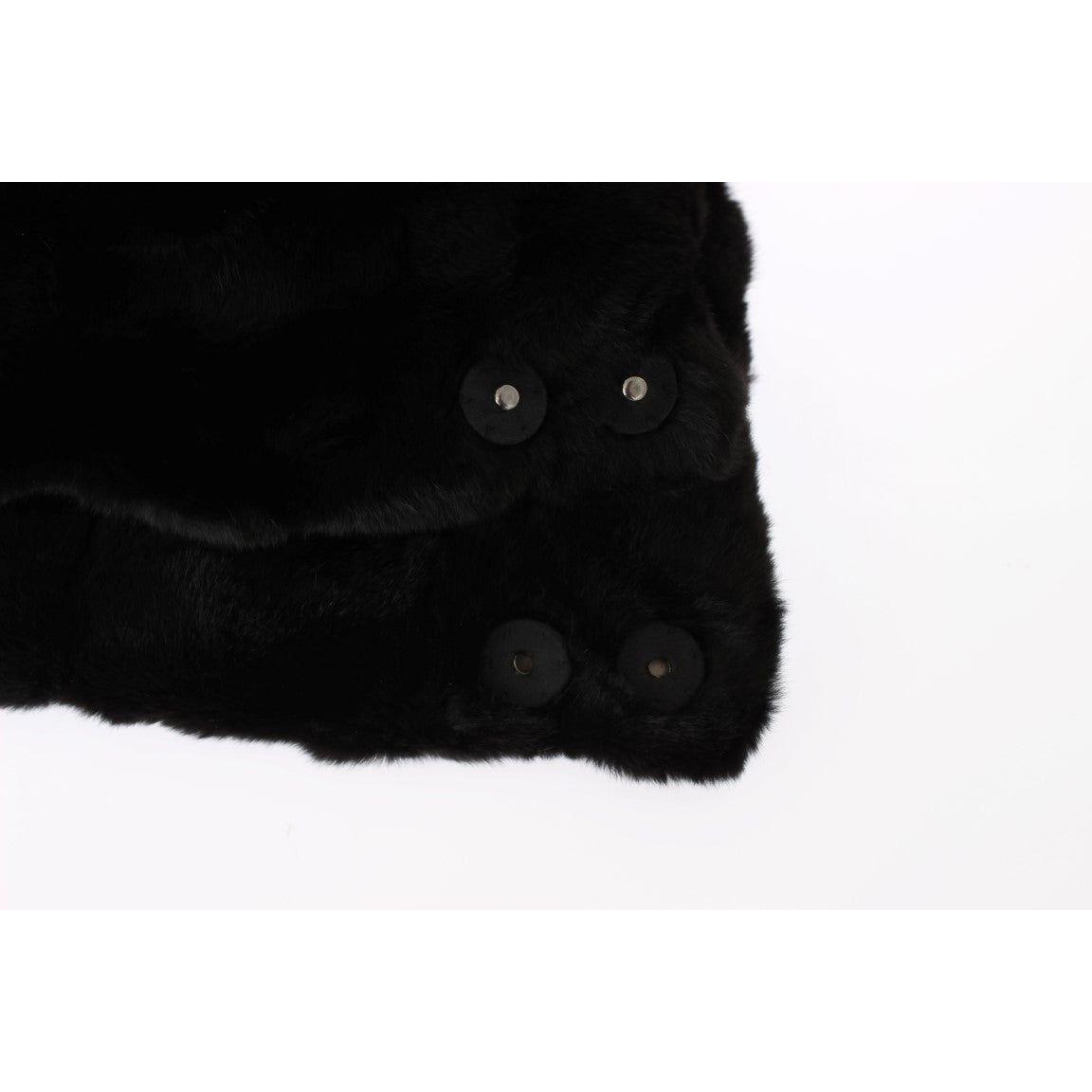Dolce & Gabbana Black Weasel Fur Crochet Hood Scarf Hat Dolce & Gabbana