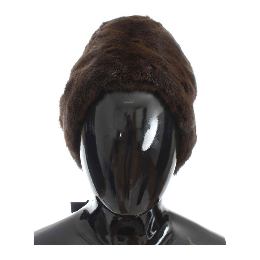 Dolce & Gabbana Brown Weasel Fur Womens Cashmere Hat Beanie Dolce & Gabbana